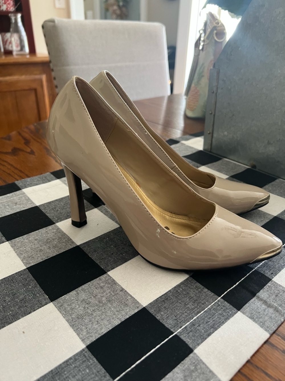 Classic Nude Patent Pointed-Toe High Heels